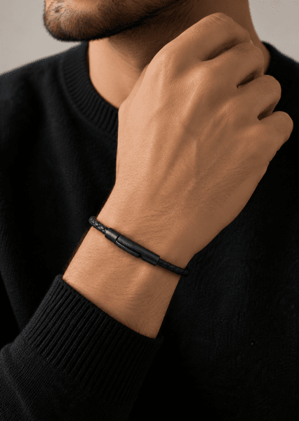 Bracelet en cuir Obsidian Loop