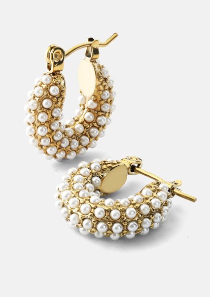 Chunky Pearl Hoop Boucle d'oreille - 18k Plaquée or