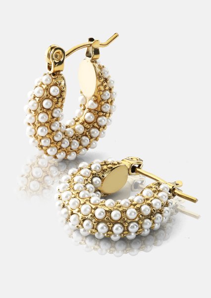 Chunky Pearl Hoop Boucle d'oreille - 18k Plaquée or