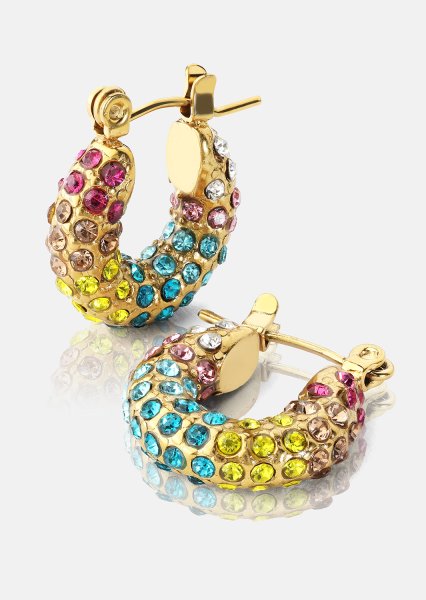 Colored Pearl Hoop Boucle d'oreille - 18k Plaquée or