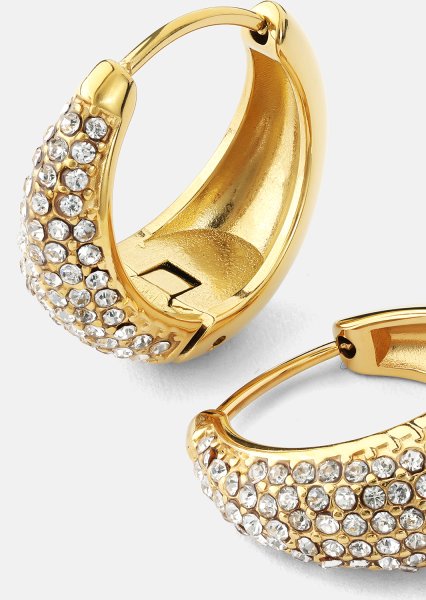 Boucle d’oreille White Crystal Bold Hoops - 18k Plaquée or