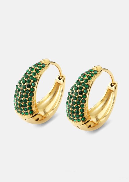 Boucle d’oreille Green Crystal Hoop - 18k Plaquée or