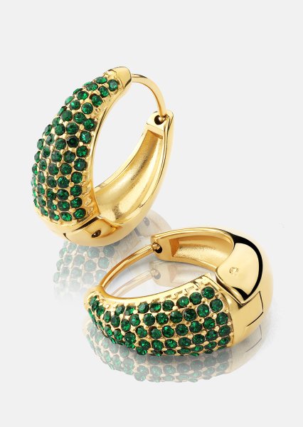 Boucle d’oreille Green Crystal Hoop - 18k Plaquée or