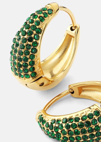 Boucle d’oreille Green Crystal Hoop - 18k Plaquée or