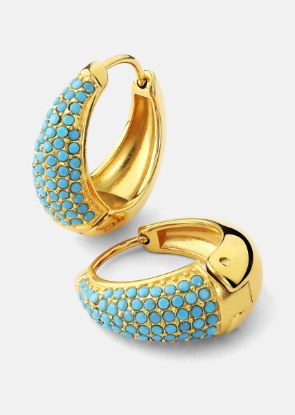 Boucle d’oreille Turquoise Crystal Bold Hoops - 18k Plaquée or