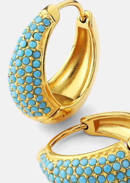 Boucle d’oreille Turquoise Crystal Bold Hoops - 18k Plaquée or