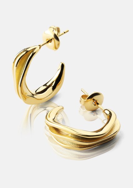 Boucles d’oreilles Gleaming Flow - 18k Plaquées or