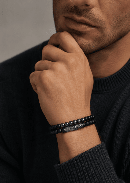 Bracelet perlé Obsidian Echo