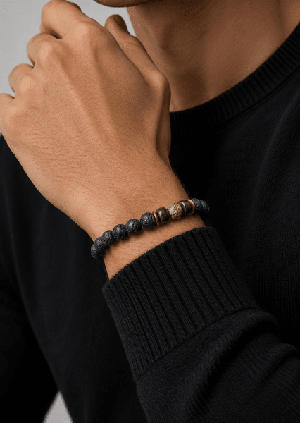 Bracelet perlé Obsidian Whirl