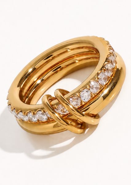 Bague Stacked Crystal - Plaqué or 18k
