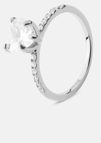 Heartlight Solitaire Bague - Plaquée argent
