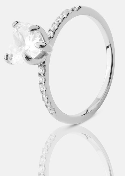 Heartlight Solitaire Bague - Plaquée argent