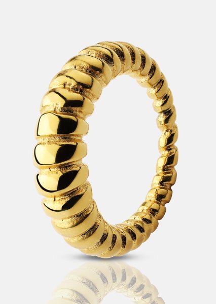 Bague Bold Ribbed - Plaqué or 18k