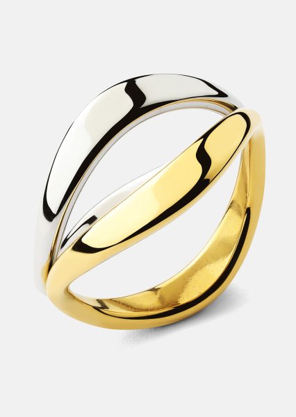 Bague Bicolor Wave - 18k Plaquée or
