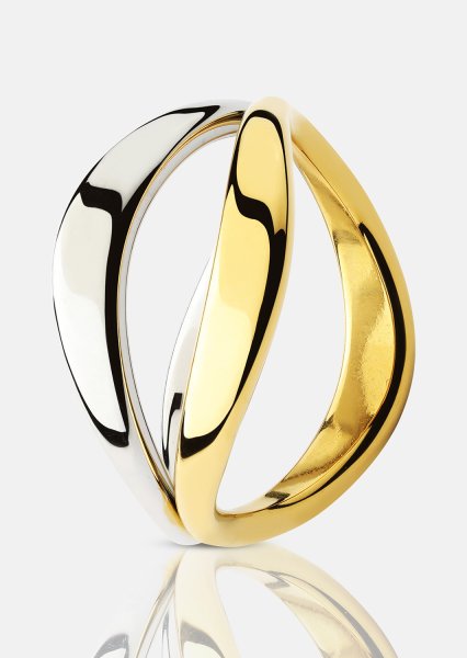 Bague Bicolor Wave - 18k Plaquée or