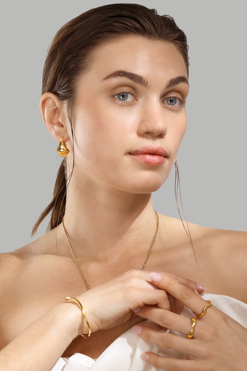 Bracelet Wave Cuff - 18k Plaqué or