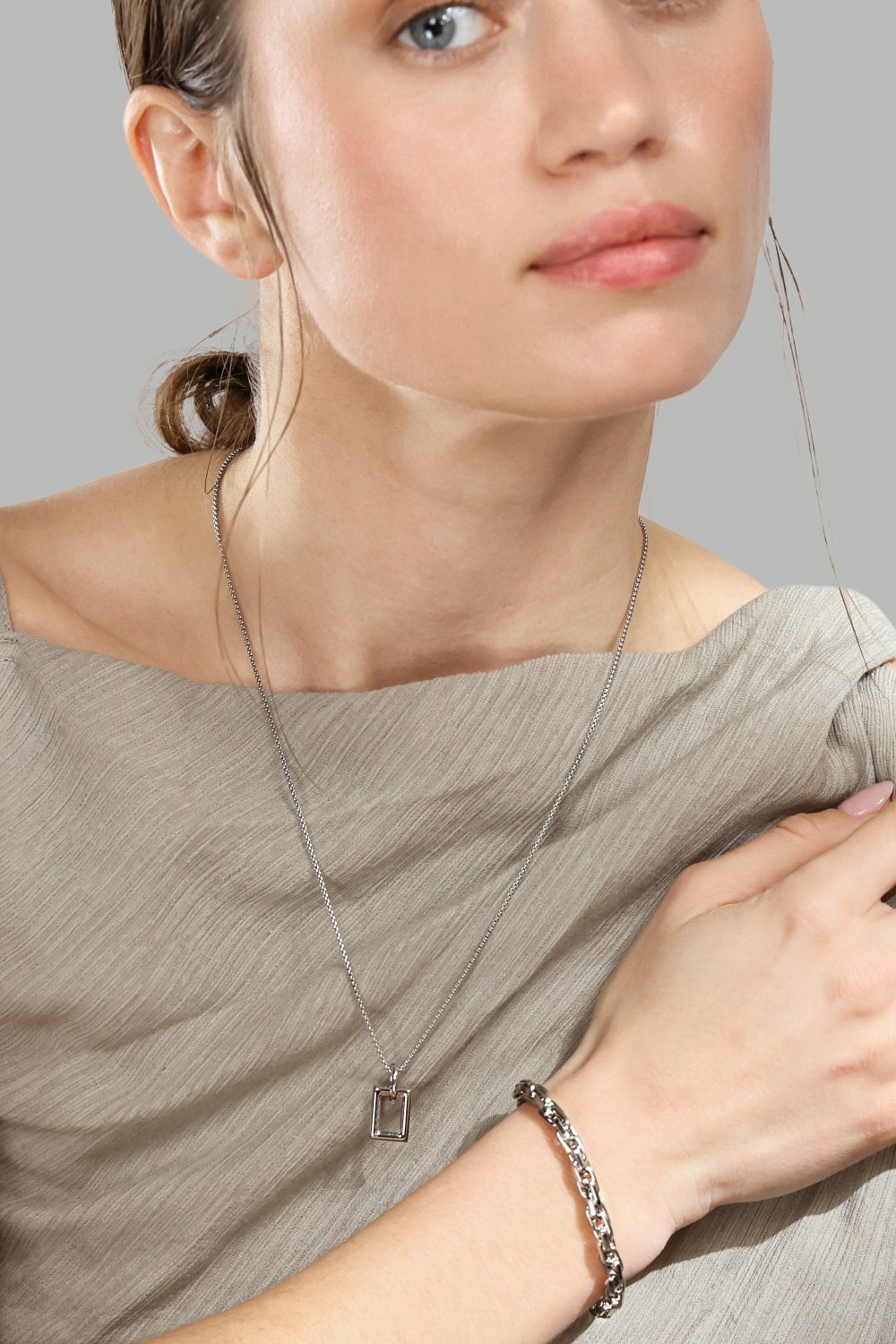 Collier Geometrisk Grace – Plaqué argent