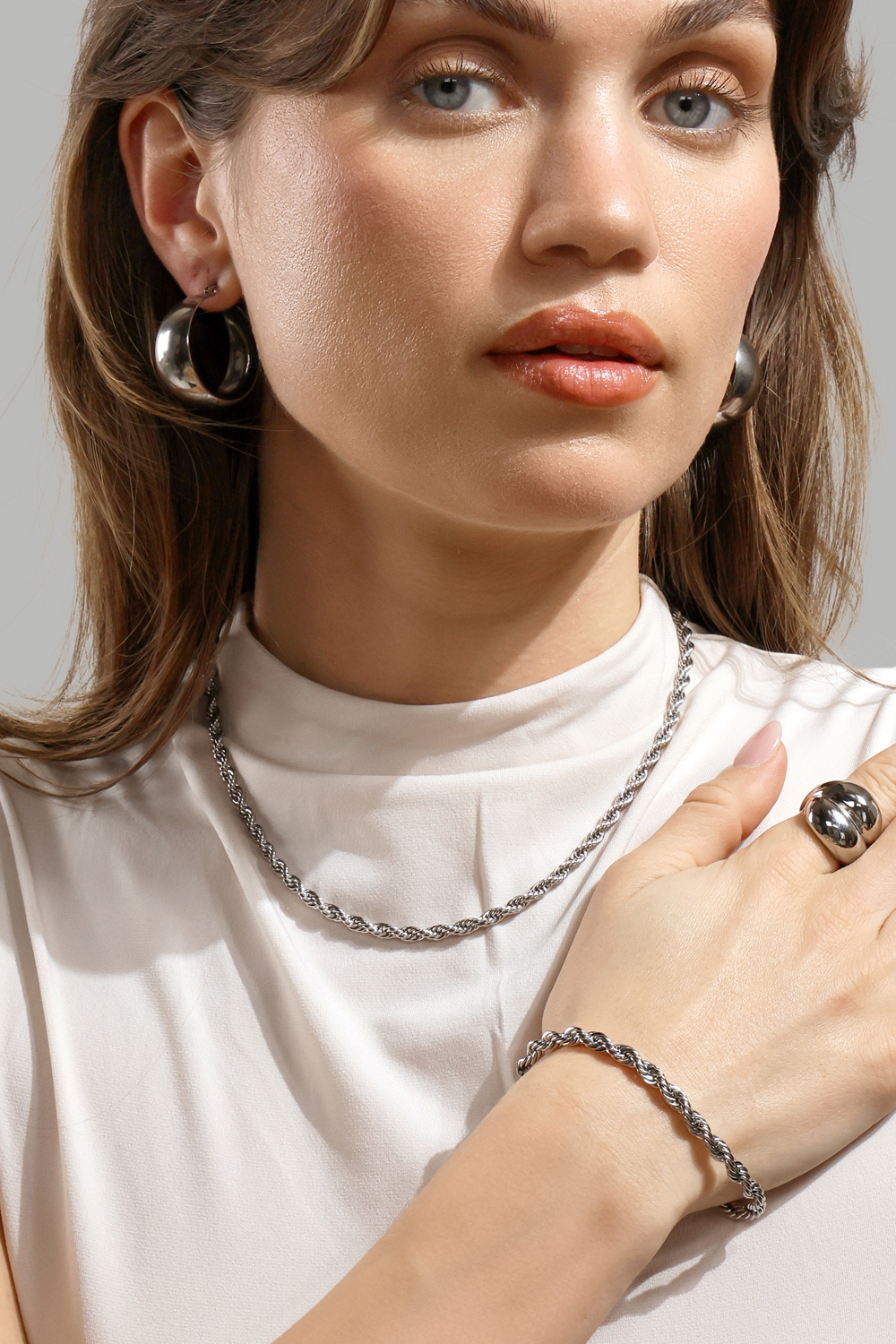 Bracelet Twisted Link - Plaqué argent
