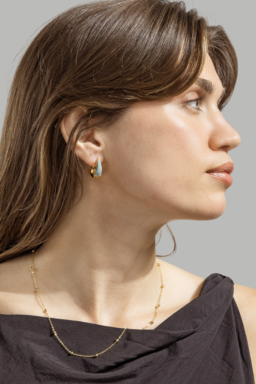 Boucle d’oreille Turquoise Crystal Bold Hoops - 18k Plaquée or