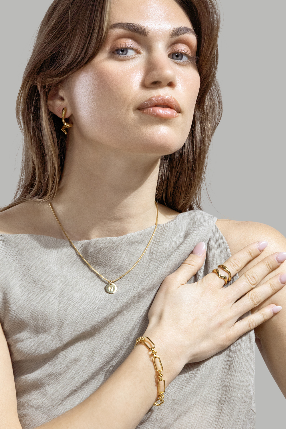 Bracelet Link Statement - 18k Plaqué or