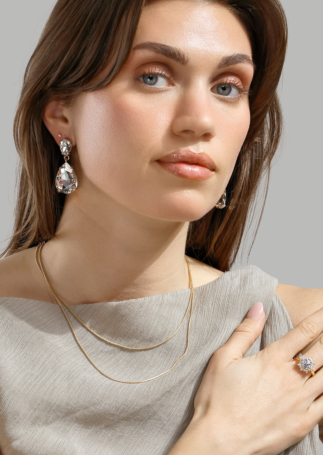 Azulora White Boucles d’oreilles – 18k Plaquées or