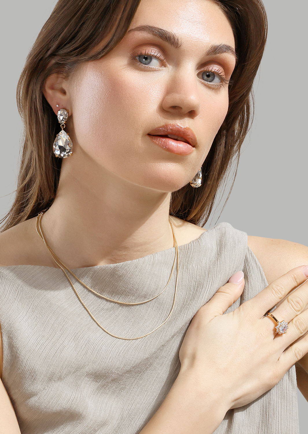 Azulora White Boucles d’oreilles – 18k Plaquées or