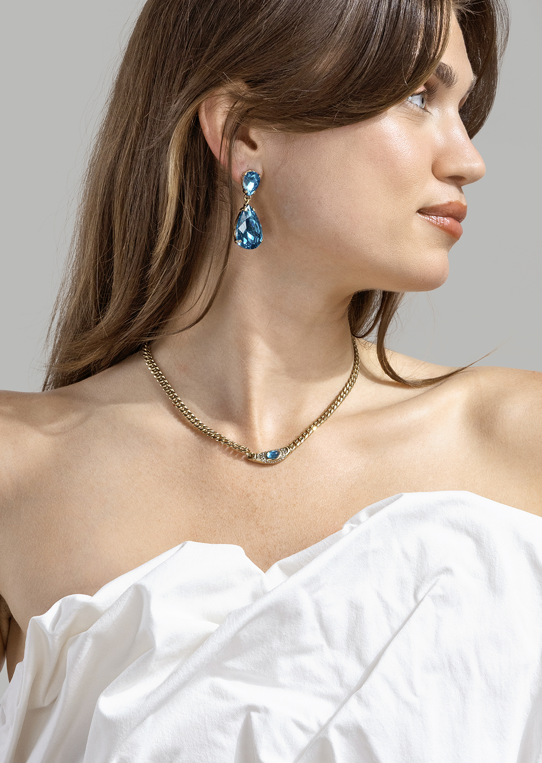 Azulora Icy Blue Boucles d’oreilles – 18k Plaquées or