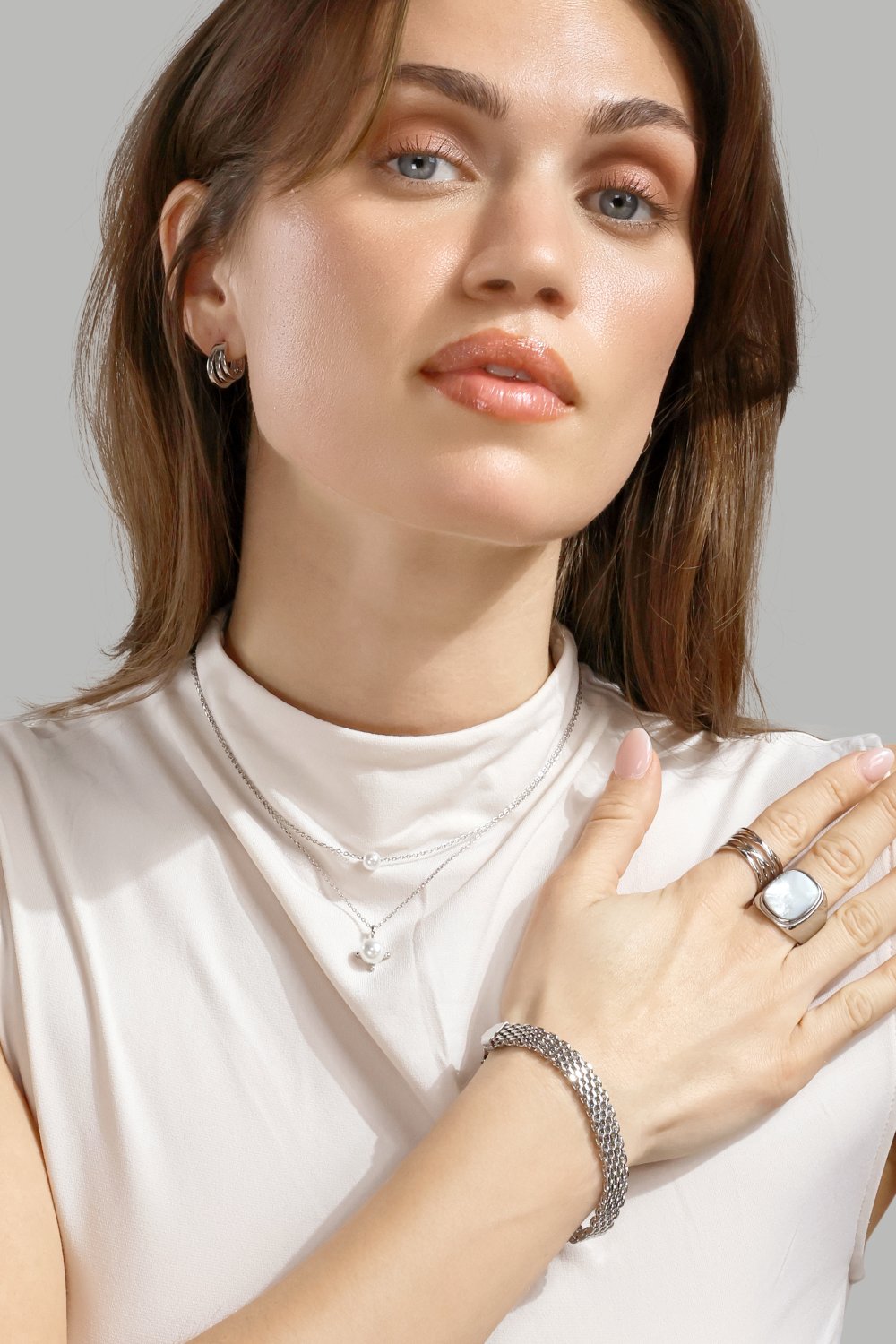 Collier North Pearl - Plaqué argent