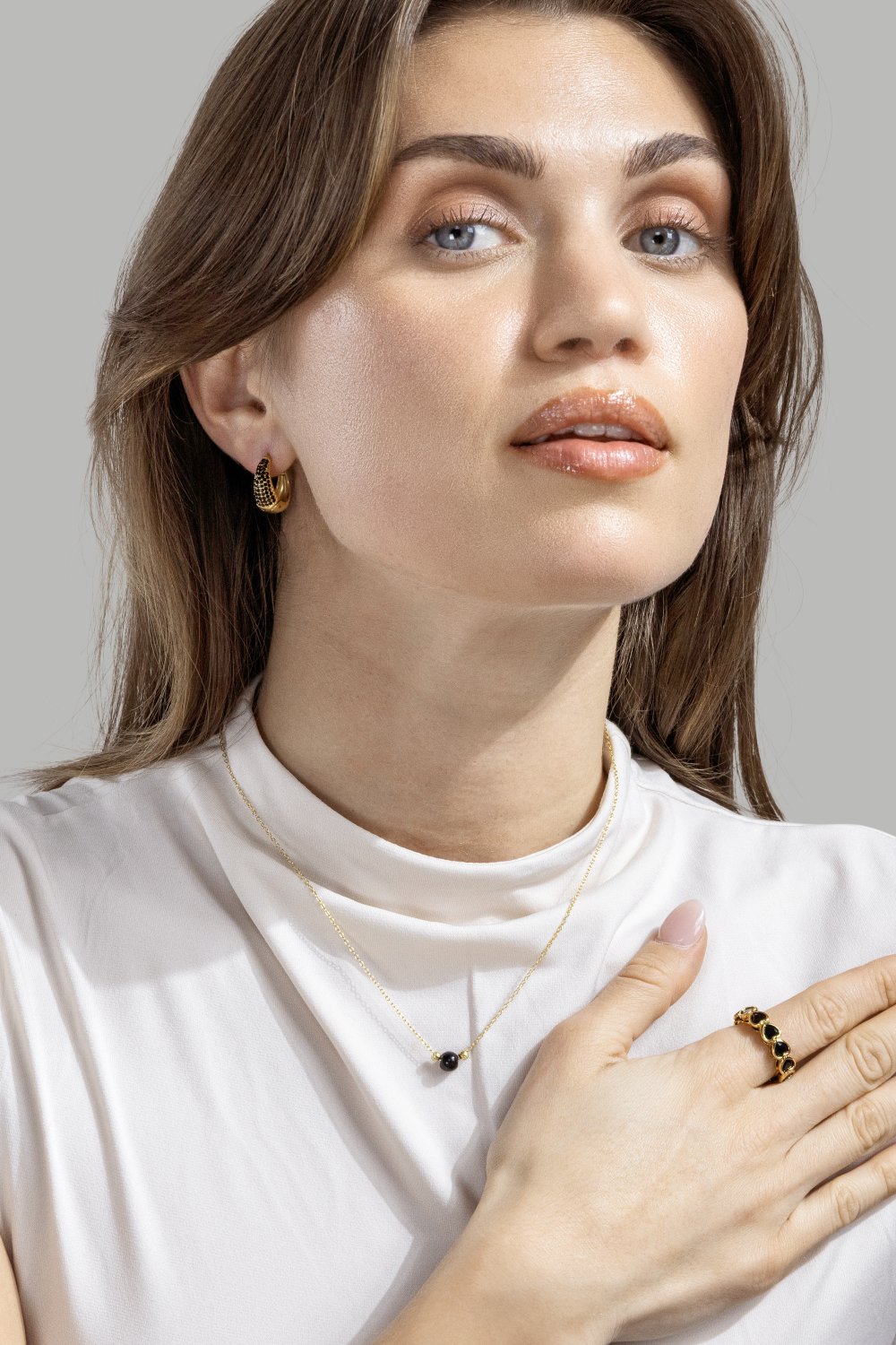Collier Noir Sphere - 18k Plaqué or