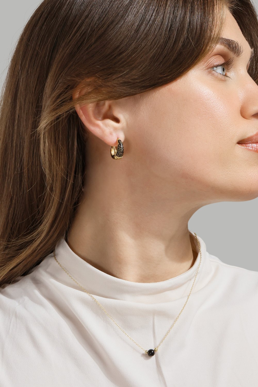 Collier Noir Sphere - 18k Plaqué or