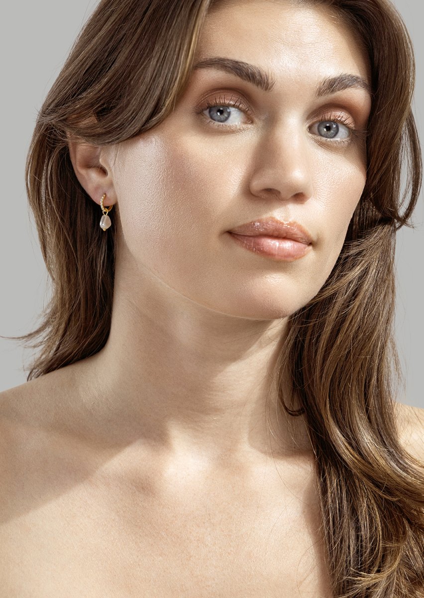 Pearl Charm Boucles d’oreilles – 18k Plaquées or