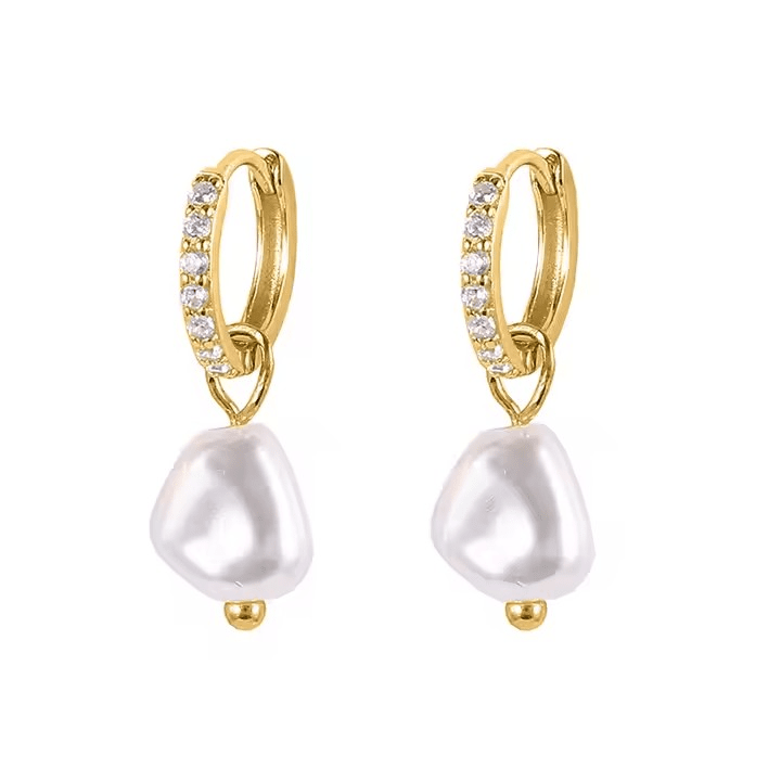 Pearl Charm Boucles d’oreilles – 18k Plaquées or