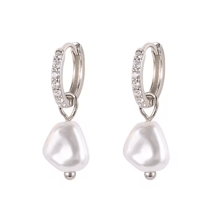 Pearl Charm Boucles d’oreilles – Plaquées argent