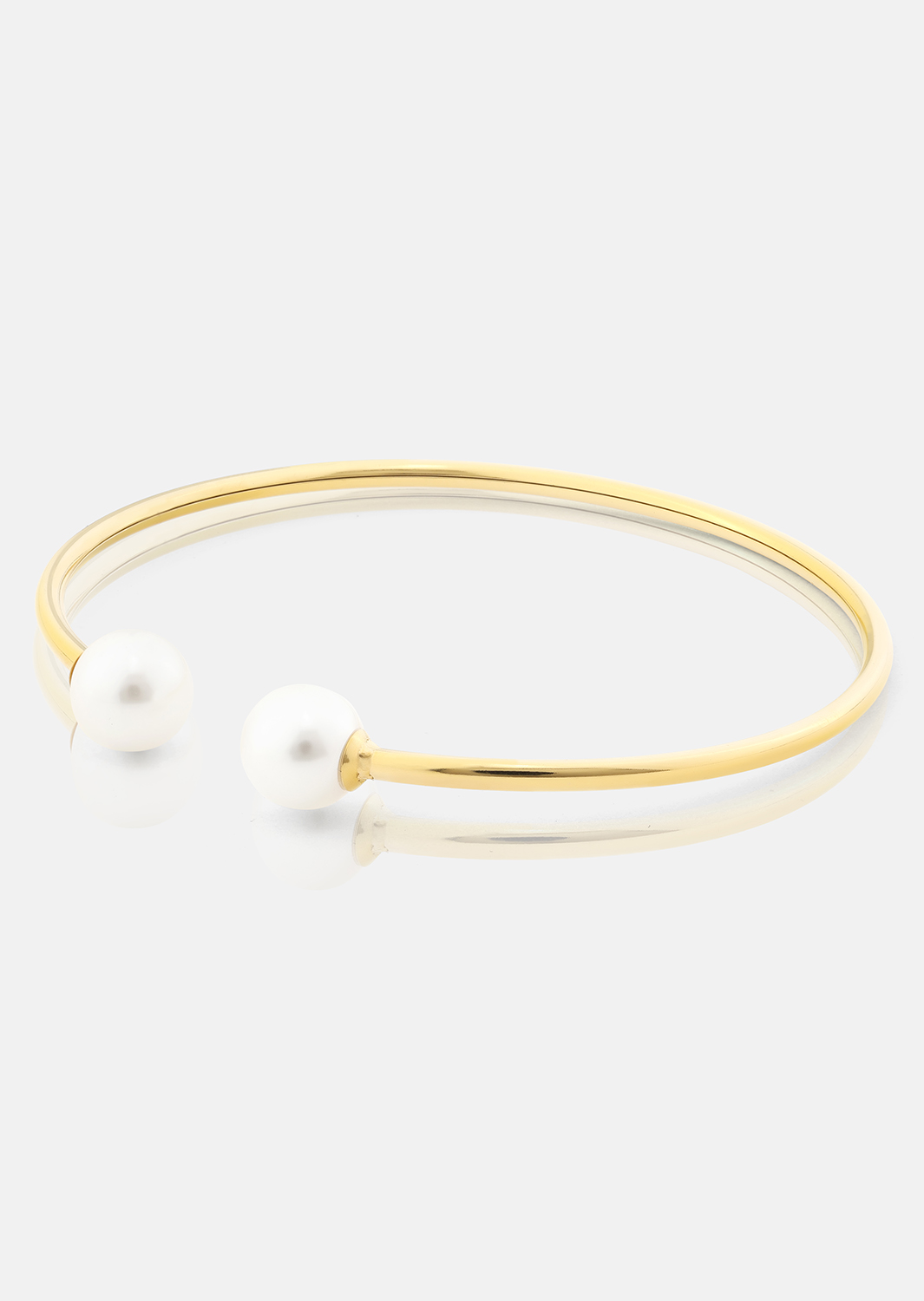 Pearl End Cuff Bracelet - 18k Plaqué or
