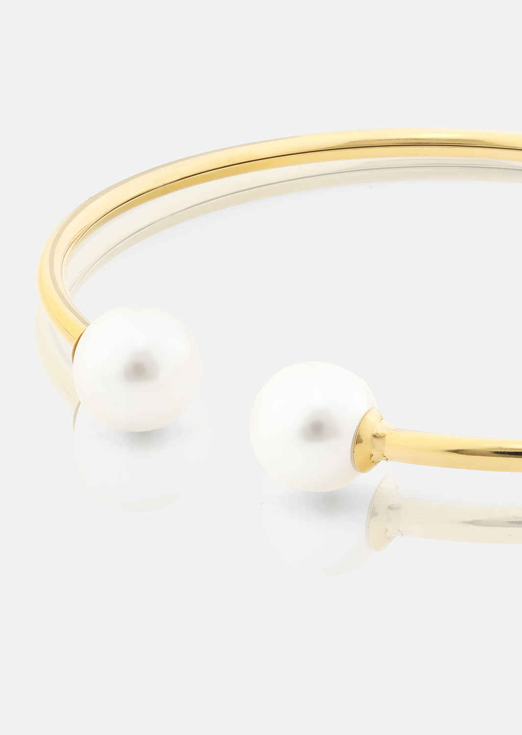 Pearl End Cuff Bracelet - 18k Plaqué or