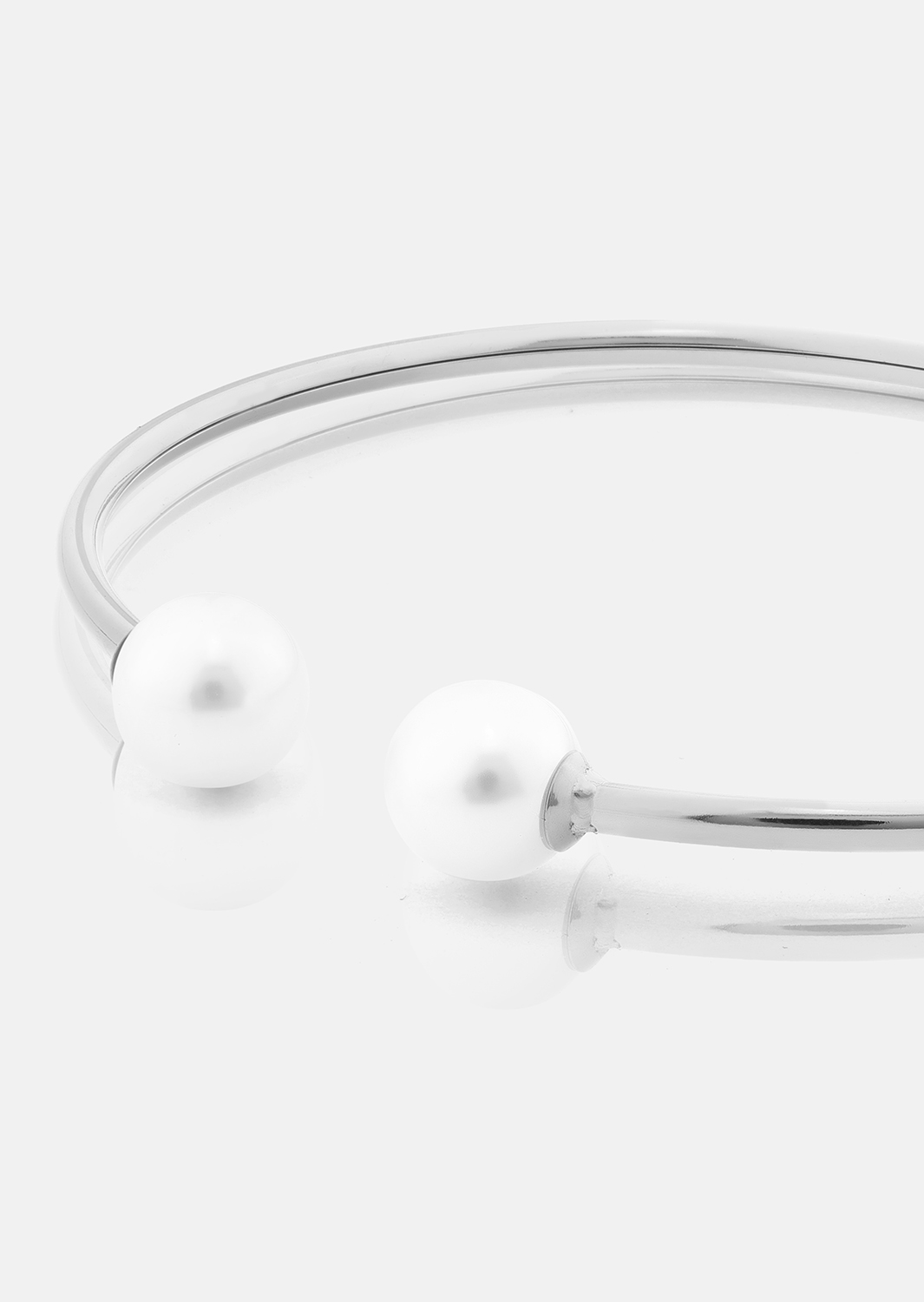 Pearl End Cuff Bracelet - Plaqué argent