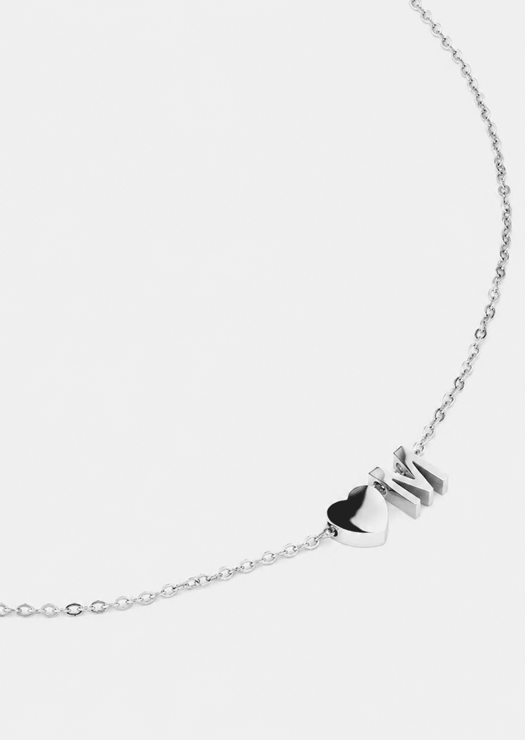 Collier Heart Letter A-N - Plaquée argent