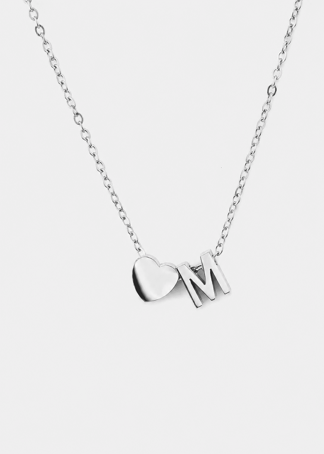 Collier Heart Letter A-N - Plaquée argent