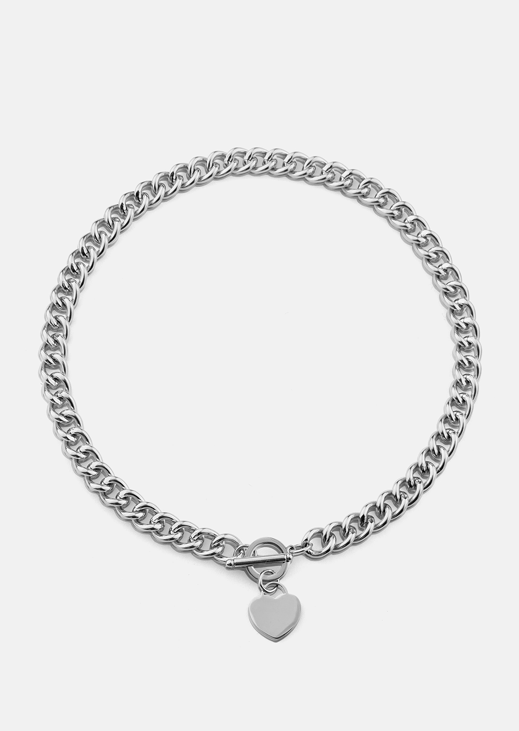 Luxe Circle Charm Necklace - Plaqué argent