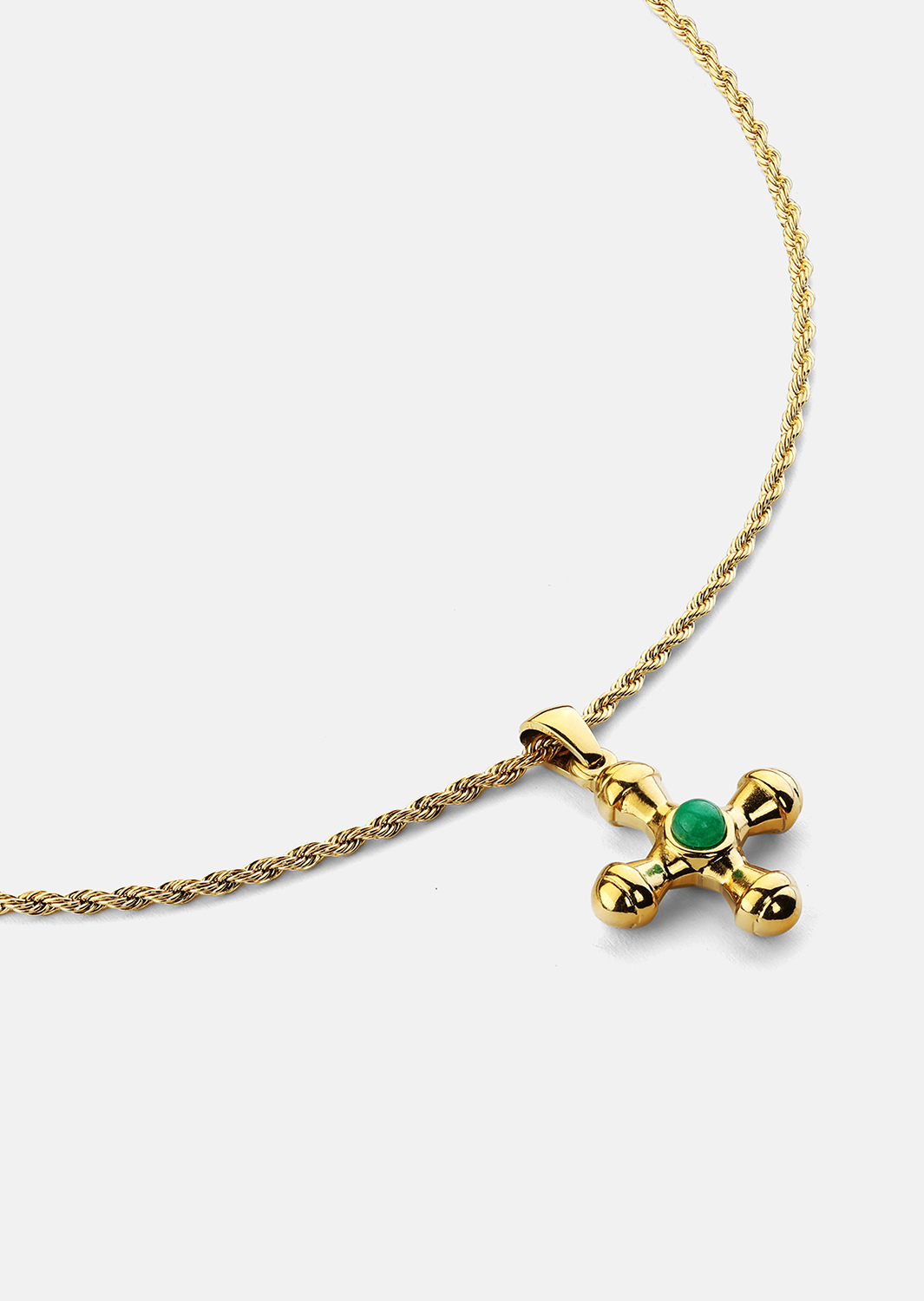 Emerald Cross Green Collier – 18k Plaqué or
