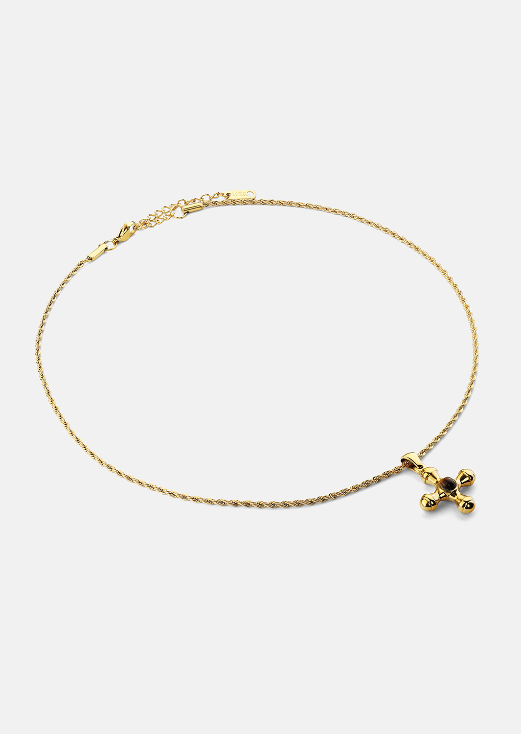 Emerald Cross Brown Collier – 18k Plaqué or