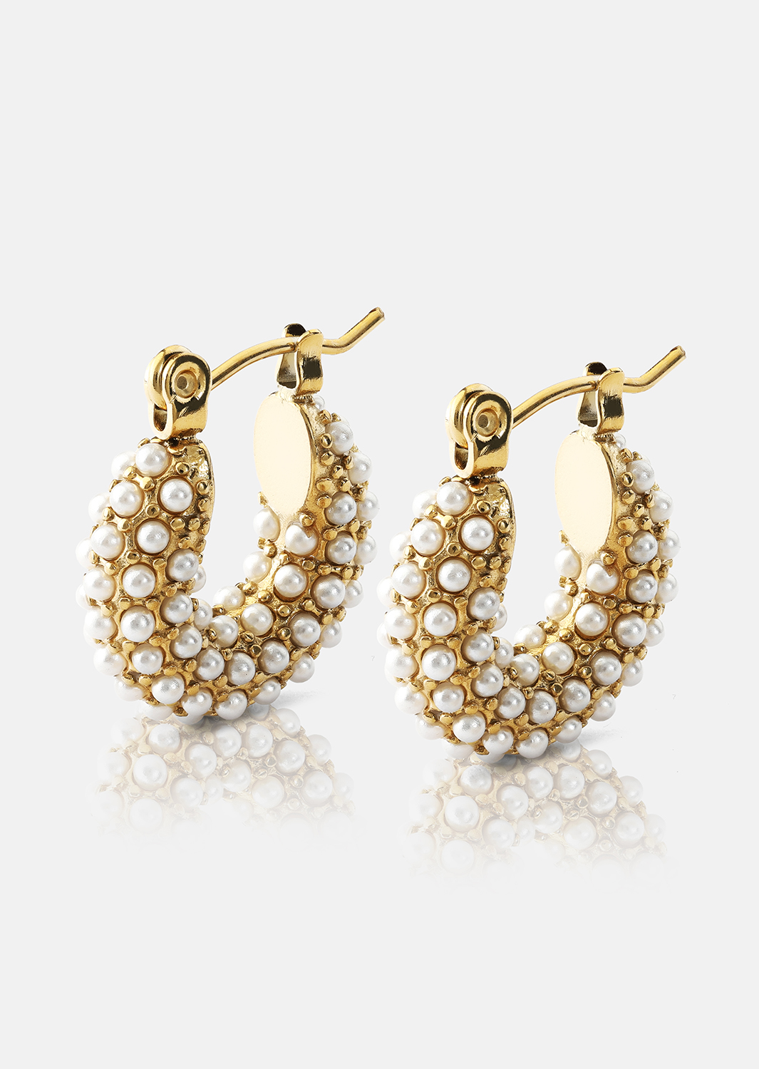 Chunky Pearl Hoop Boucle d'oreille - 18k Plaquée or