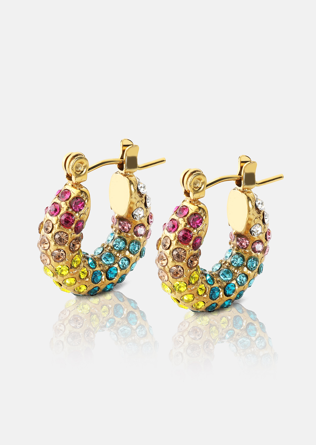 Colored Pearl Hoop Boucle d'oreille - 18k Plaquée or