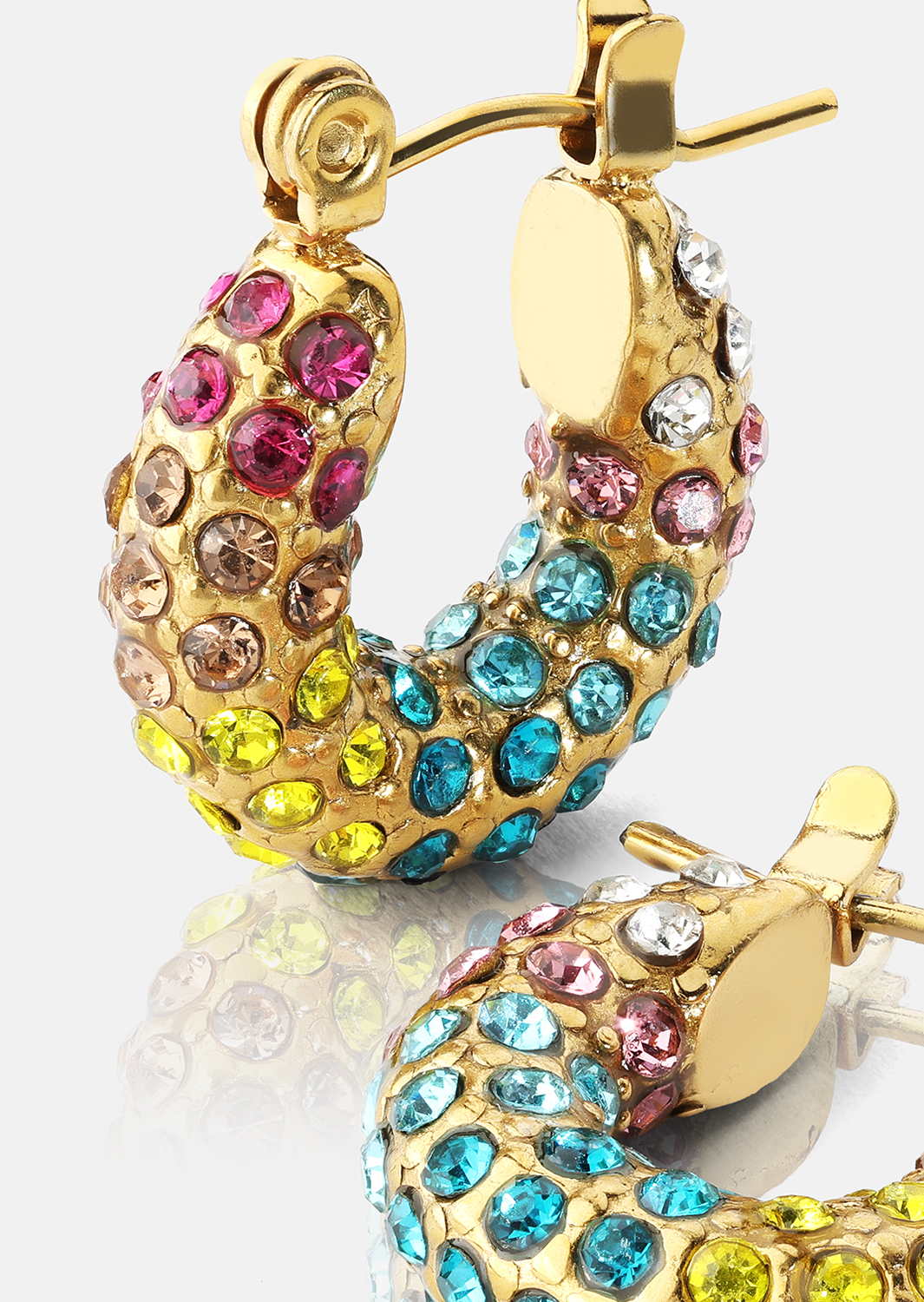 Colored Pearl Hoop Boucle d'oreille - 18k Plaquée or