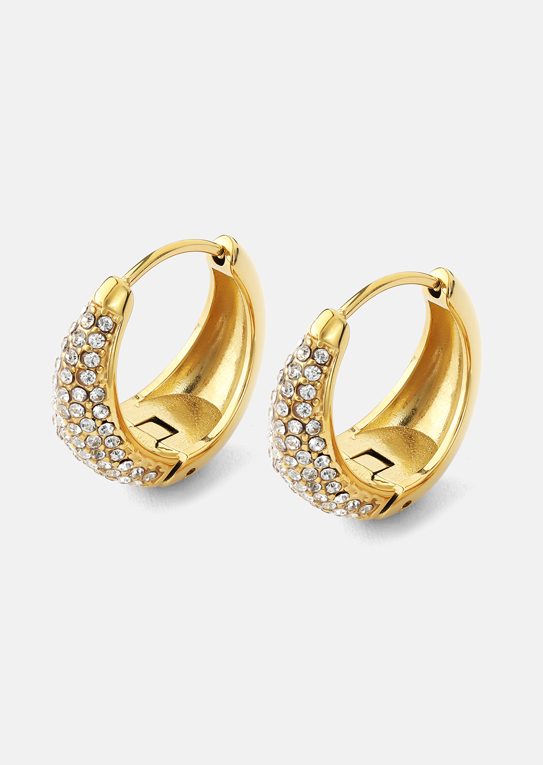 Boucle d’oreille White Crystal Bold Hoops - 18k Plaquée or