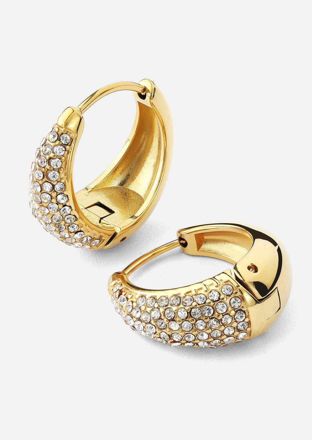 Boucle d’oreille White Crystal Bold Hoops - 18k Plaquée or