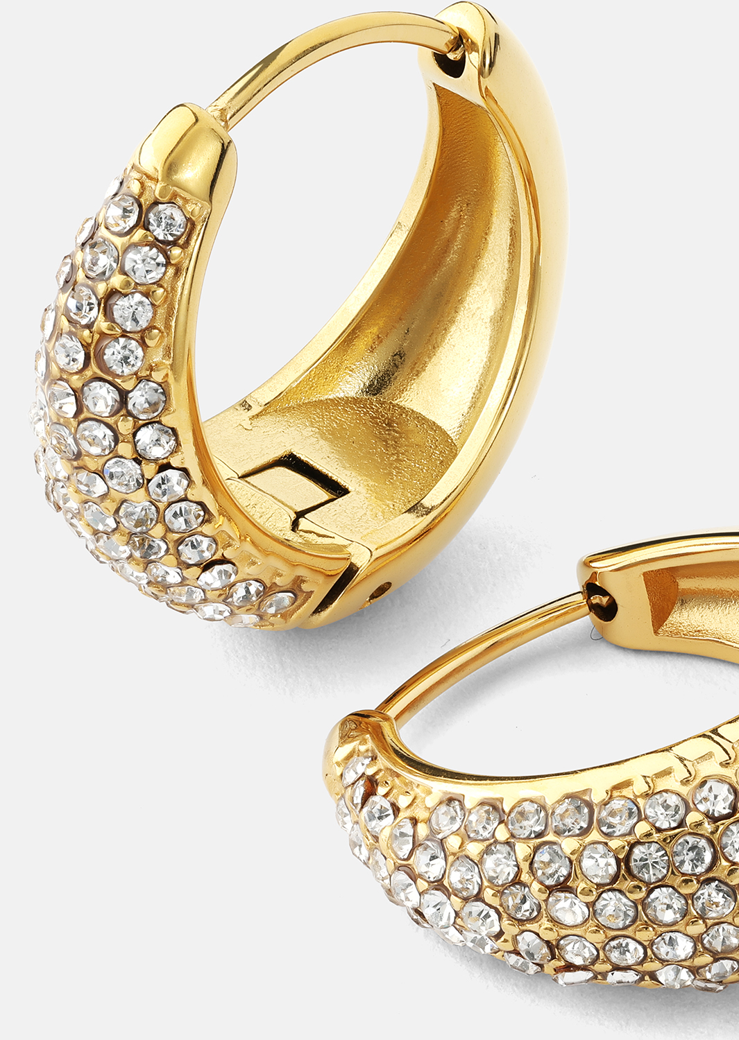 Boucle d’oreille White Crystal Bold Hoops - 18k Plaquée or