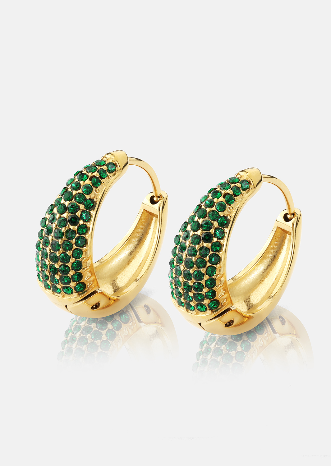 Boucle d’oreille Green Crystal Hoop - 18k Plaquée or