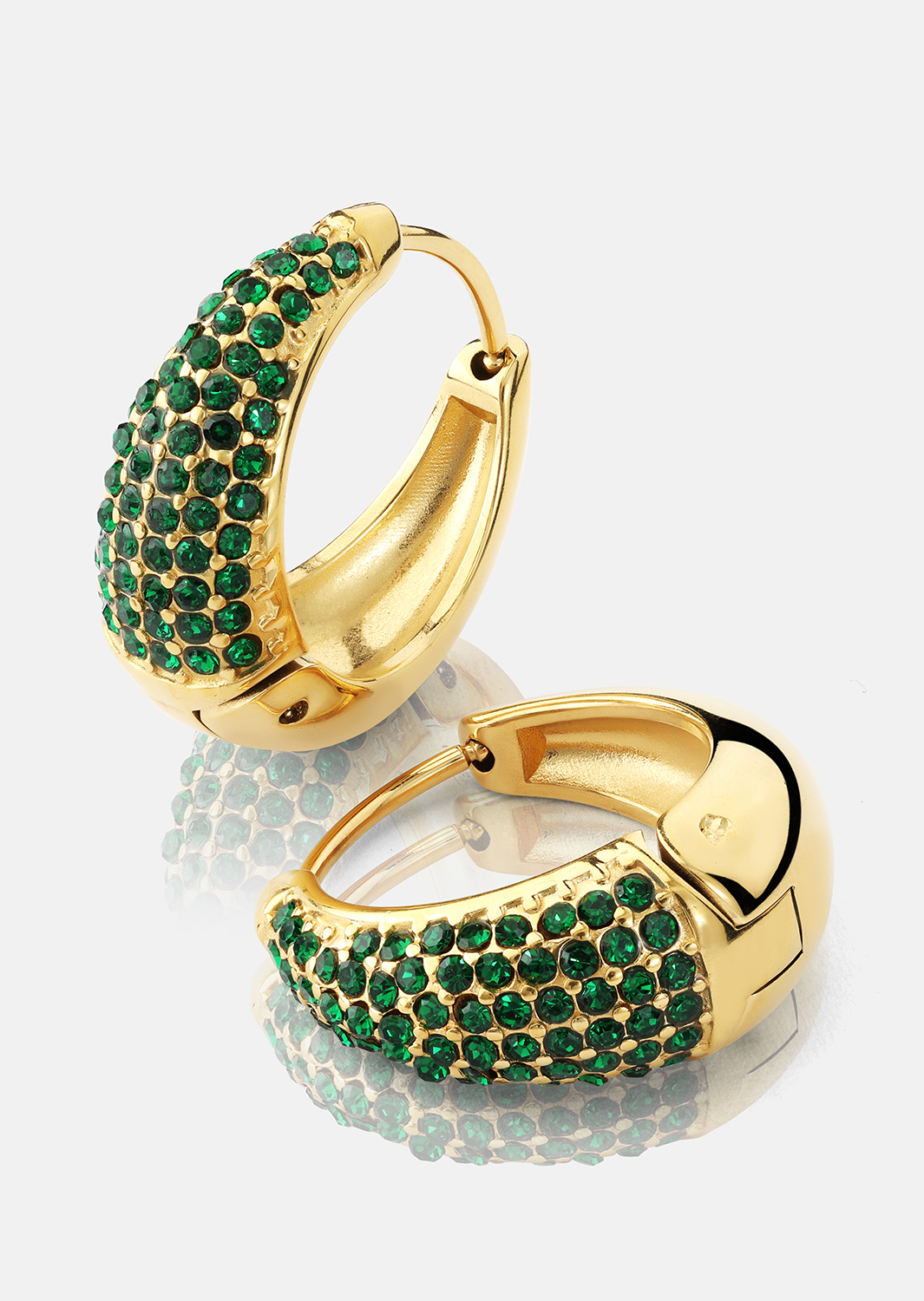 Boucle d’oreille Green Crystal Hoop - 18k Plaquée or