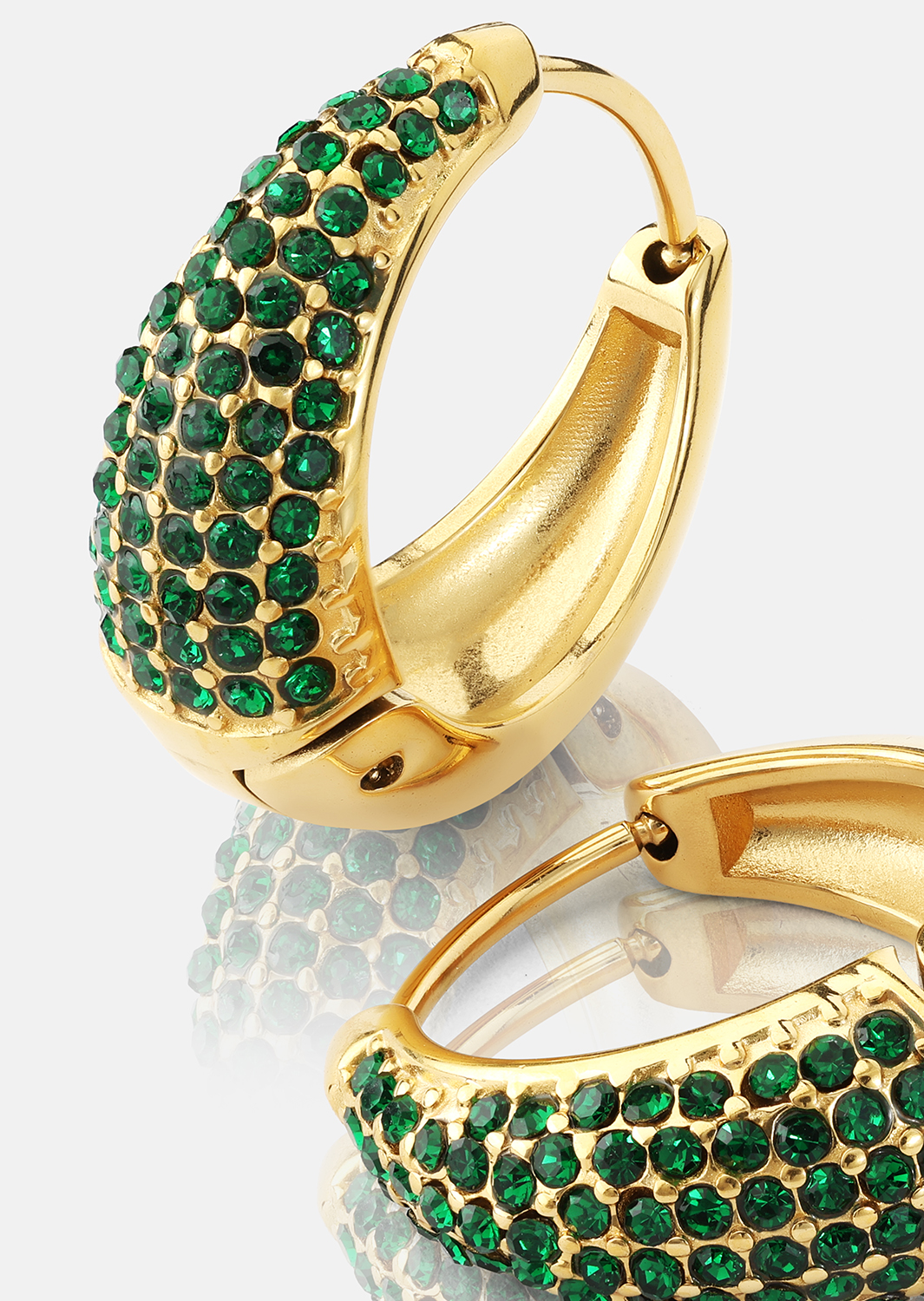 Boucle d’oreille Green Crystal Hoop - 18k Plaquée or